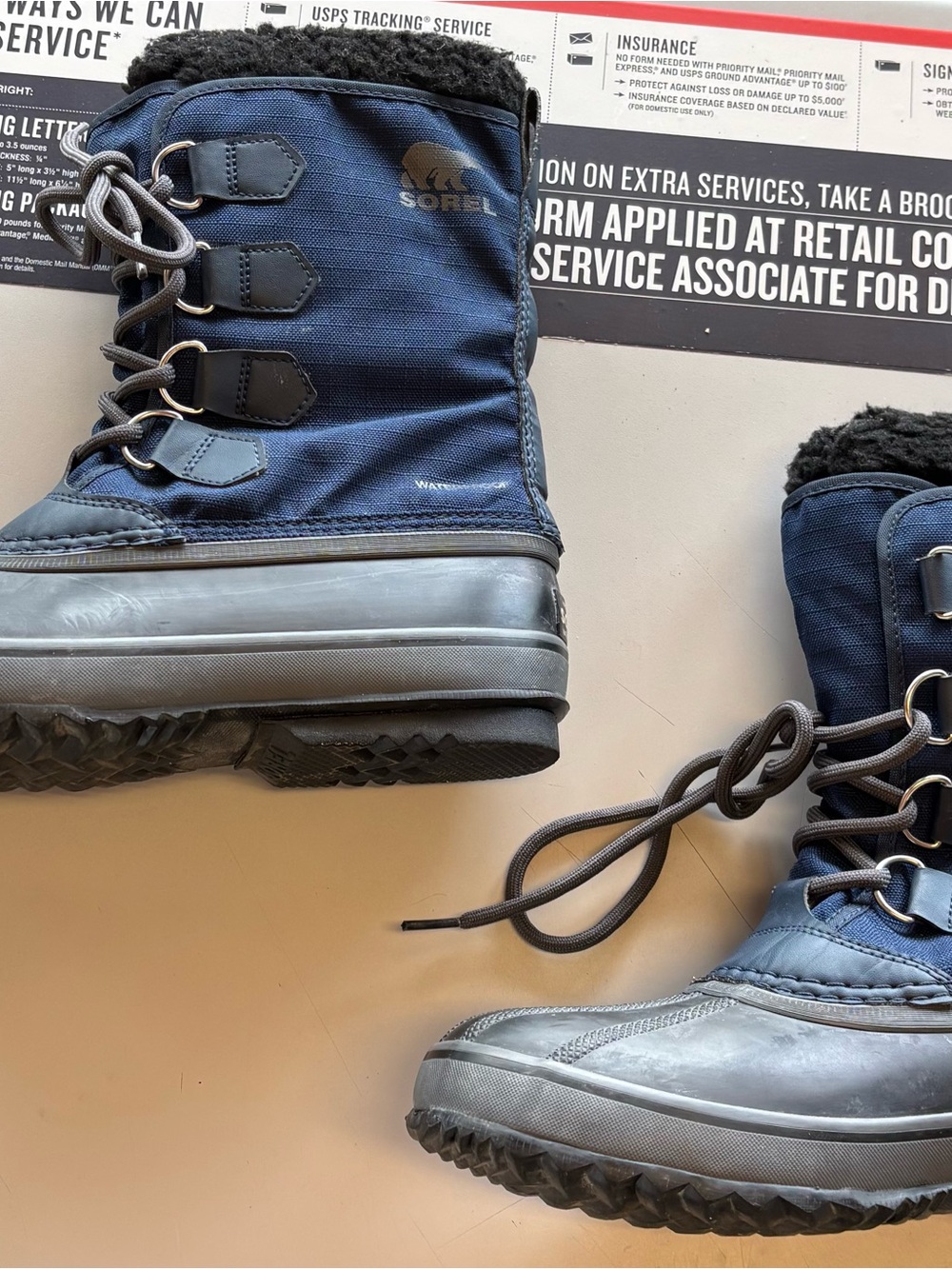 Sorel Navy Blue and Black Waterproof Lace-Up Winter Boots - Picture 3 of 4